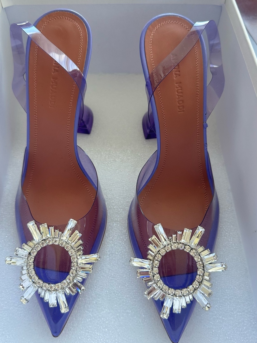 Amina Muaddi Green PVC begum pump